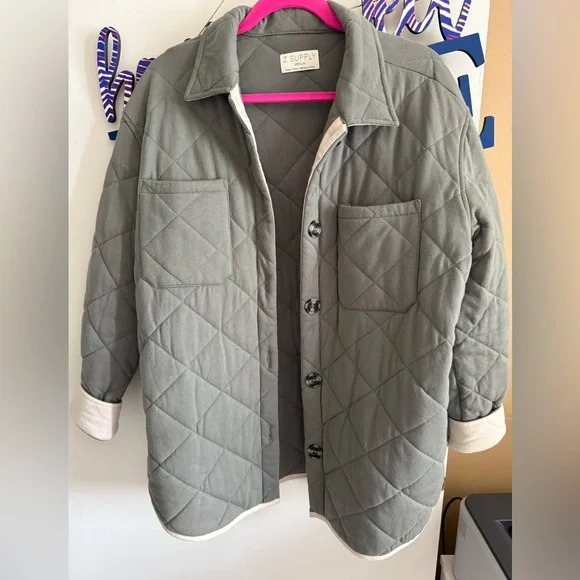 Z Supply Women's Maya Quilted Utility Jacket - Sage Green - Picture 6 of 7